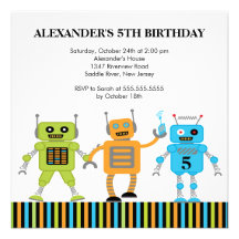 Invitación de la fiesta de cumpleaños de los robot
