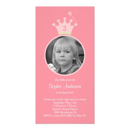 Invitación de la fiesta de cumpleaños de princesa  tarjetas personales con fotos
