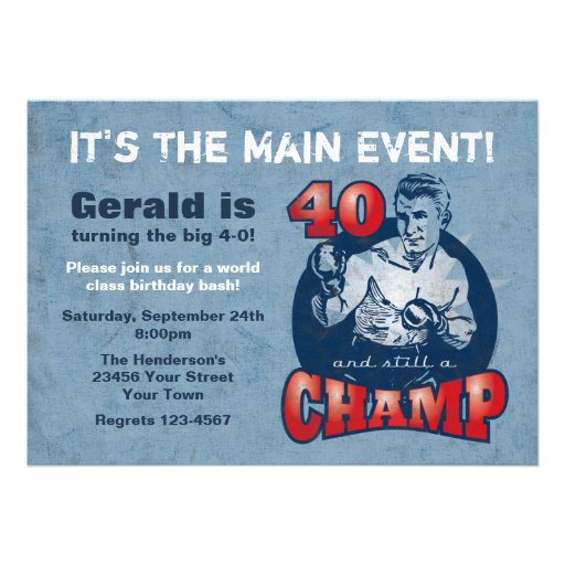Invitación de la fiesta de cumpleaños del campeón 