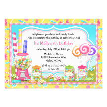 Invitación de la fiesta de cumpleaños del caramelo