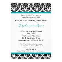 invitación de la fiesta de cumpleaños del damasco 