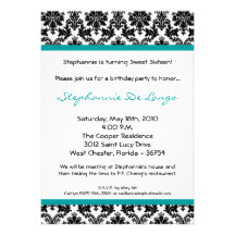 invitación de la fiesta de cumpleaños del damasco 