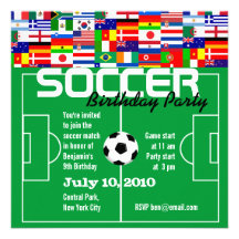 Invitación de la fiesta de cumpleaños del fútbol