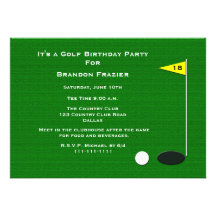 Invitación de la fiesta de cumpleaños del golf -- 