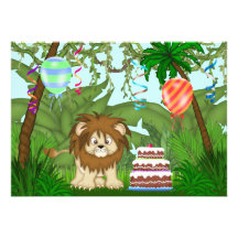 Invitación de la fiesta de cumpleaños del león de 