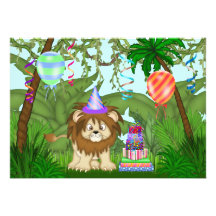 Invitación de la fiesta de cumpleaños del león de 