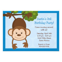 Invitación de la fiesta de cumpleaños del mono