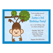 Invitación de la fiesta de cumpleaños del mono