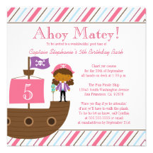 Invitación de la fiesta de cumpleaños del pirata d