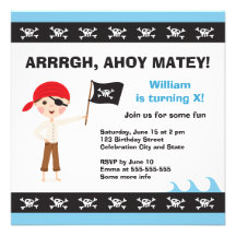 Invitación de la fiesta de cumpleaños del pirata p