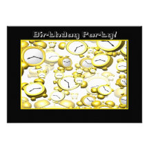 Invitación de la fiesta de cumpleaños del reloj qu