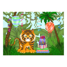 Invitación de la fiesta de cumpleaños del tigre de