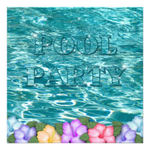 Invitación de la fiesta en la piscina - agua y flo