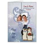 Invitación de la foto del boda del pingüino felicitación