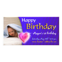 Invitación de la foto del cumpleaños de Megan Plantilla Para Tarjeta De Foto