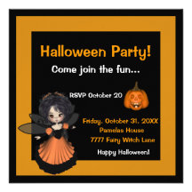 Invitación de la hada de la bruja de Halloween