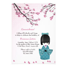 Invitación de la muñeca de Kokeshi