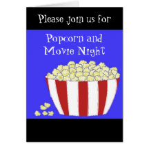 Invitación de la noche de las palomitas y de pelíc tarjeta