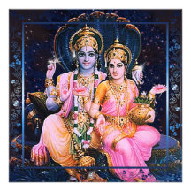 Invitación de la tarjeta de Vishnu y de Lakshmi, s