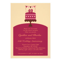 Invitación de la torta del aniversario de boda 40