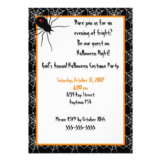 Invitación de las arañas de Halloween