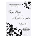 invitación de lino floral blanca negra del boda 5x