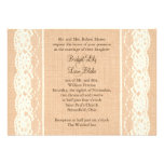 Invitación de marfil del boda de la arpillera del  invitaciones