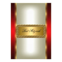 Invitación de Mitzvah del oro y del palo rojo