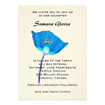 Invitación de Mitzvah del palo de la amapola azul invitaciones