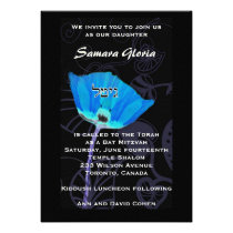 Invitación de Mitzvah del palo de la amapola azul invitaciones