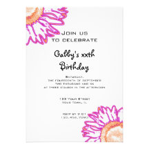 Invitación de neón rosada de la fiesta de cumpleañ