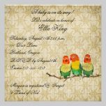 Invitación de oro del bebé de los pájaros del vint invitaciones