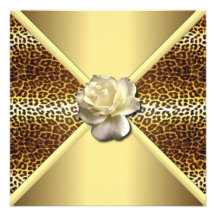 Invitación de oro del estampado leopardo