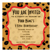 Invitación de oro del fiesta del estampado leopard invitaciones
