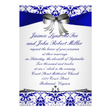 Invitación de plata azul adornada del boda del dam