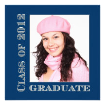 Invitación de plata azul de la graduación de estud