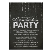Invitación de plata brillante de la fiesta de grad