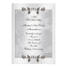 invitación de plata de los rosas del 25to aniversa
