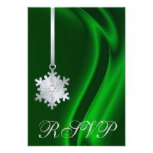 Invitación de plata de seda verde de RSVP de la jo