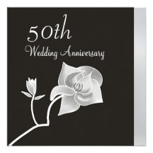 Invitación de plata del aniversario de la magnolia