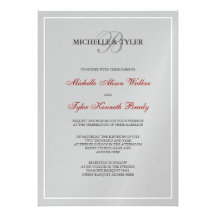 Invitación de plata y roja del monograma