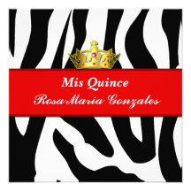 Invitación de Quinceañera de la corona de la cebra
