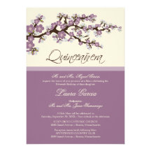 Invitación de Quinceanera de la flor de cerezo (pú
