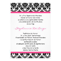 invitación de Quinceanera del damasco de Blac de l
