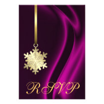 Invitación de seda rosada de RSVP del copo de niev invitaciones