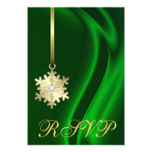 Invitación de seda verde de RSVP de la joya del co