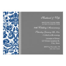 Invitación del aniversario del damasco del gris az