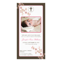 Invitación del bautismo de las flores de cerezo (r tarjetas fotograficas personalizadas