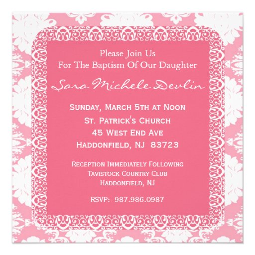 Invitación del bautismo/del bautizo para el chica