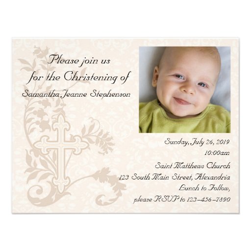 Versos-Para-Invitaciones-De-Bautizo Invitación del bautizo de la foto del bebé invitación 10,8 x 13,9 ...
